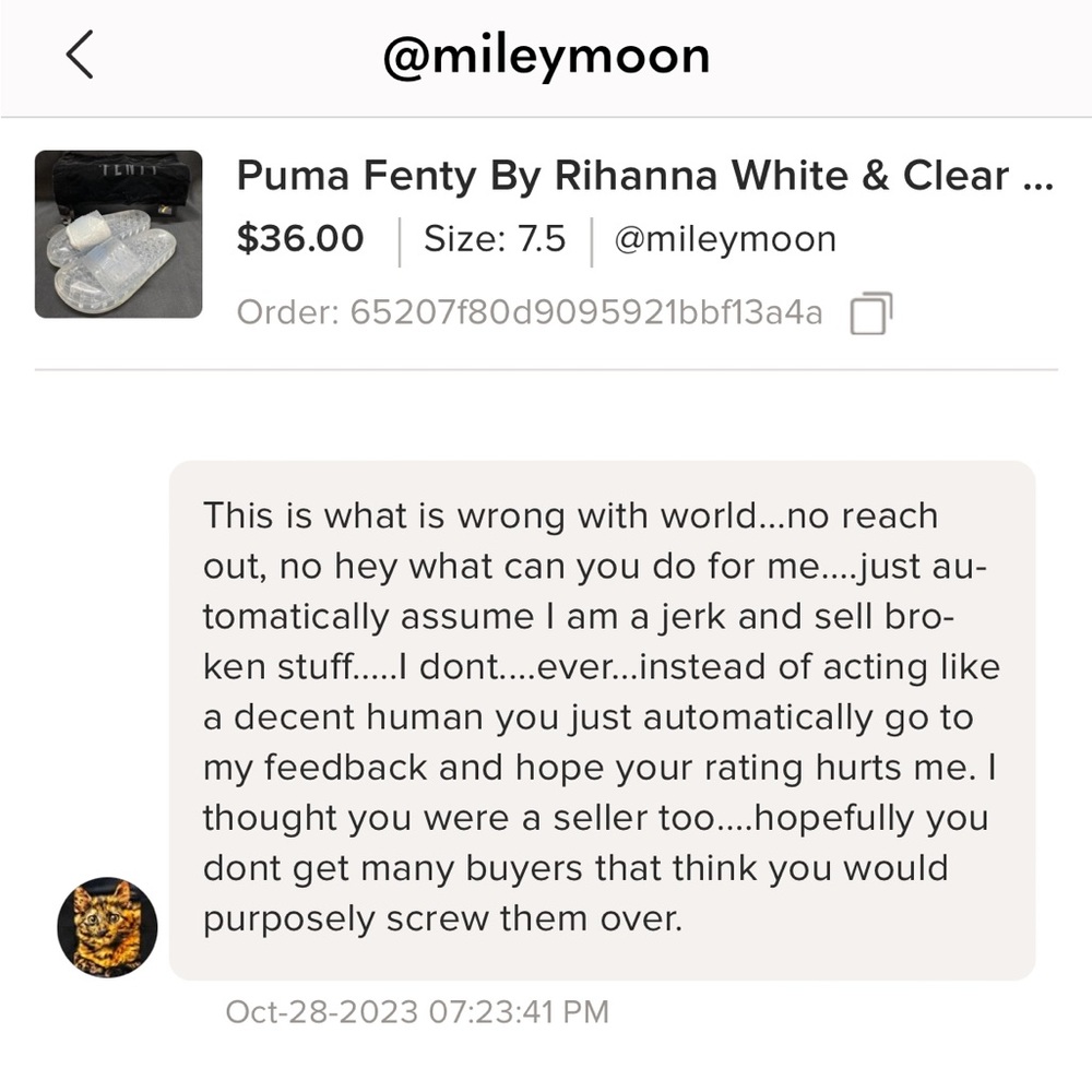 So this seller sent me a broken item and is upset I reviewed her item as such